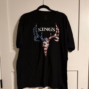 Black Short-Sleeve Tee with American Flag Antler Graphic